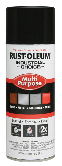 Rust-Oleum 1679830 Glossy Black 1600 System General Purpose Enamel Spray Paint, 16 fl. oz. Container, 12 oz. Weight Fill, Can (Pack of 6)