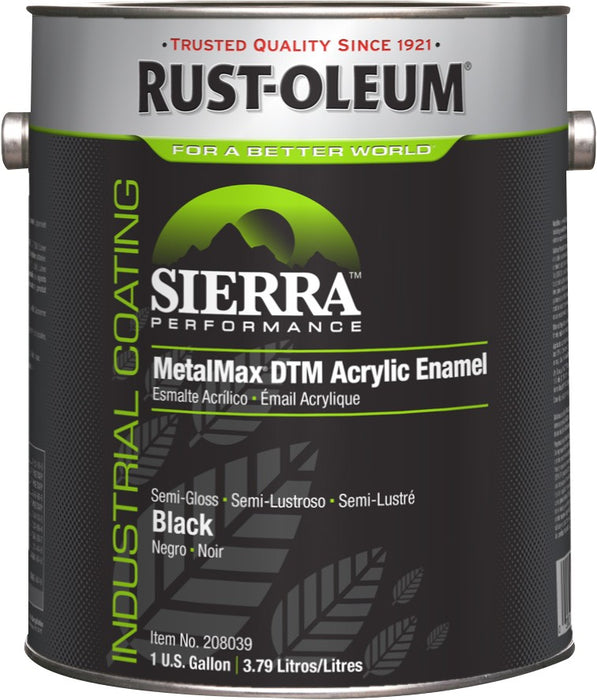 Rust-Oleum Sierra Performance Metalmax 0 Voc Dtm Acrylic Enamel, Semi-Gloss Bk Gallon Can - Lot of 2