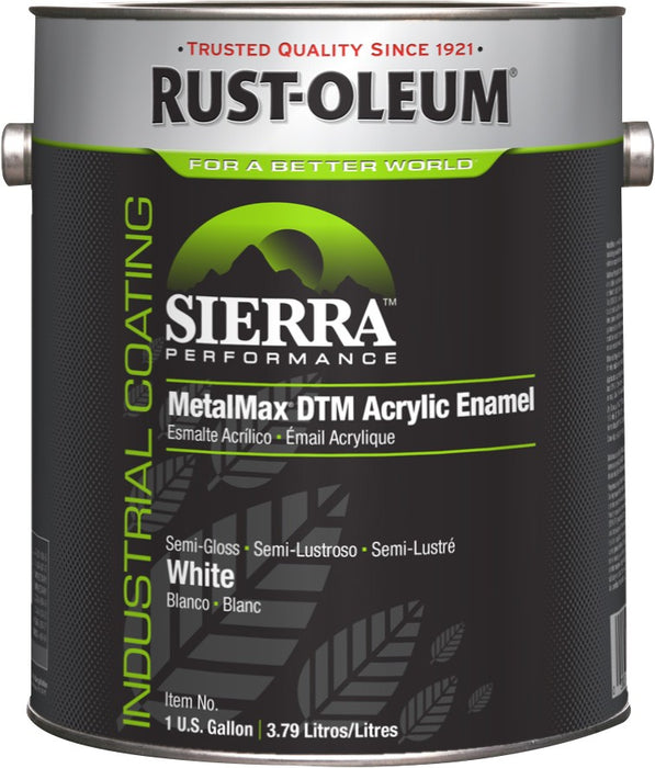 Rust-Oleum Sierra Performance Metalmax 0 Voc DTM Acrylic Enamel, Semi-Gloss Wh Gallon Can - Lot of 2