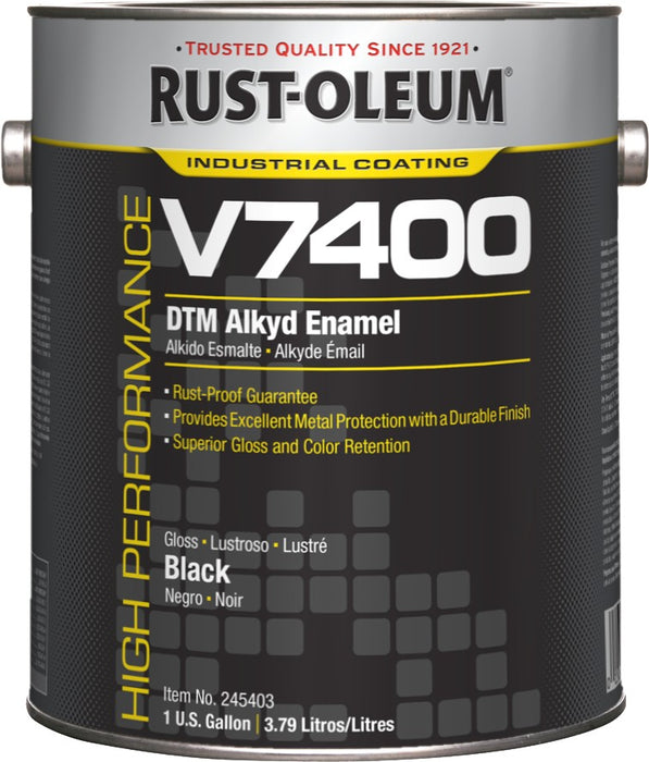 Rust-Oleum V7400 Series <340 Voc Dtm Alkyd Enamel, High Gloss Black Gallon Can - Lot of 2