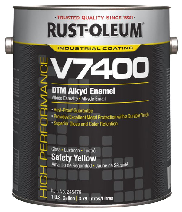 Rust-Oleum V7400 Series <340 Voc Dtm Alkyd Enamel, Safety Yellow Gallon Can - Lot of 2