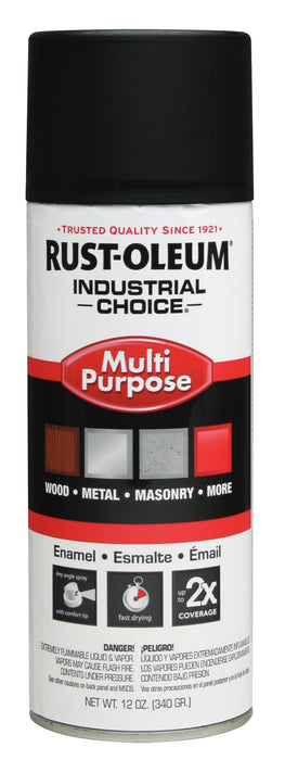 Rust-Oleum Industrial 1600 System General Purpose Enamel Aerosol, Black Primer 16 Oz. Can - Lot of 6