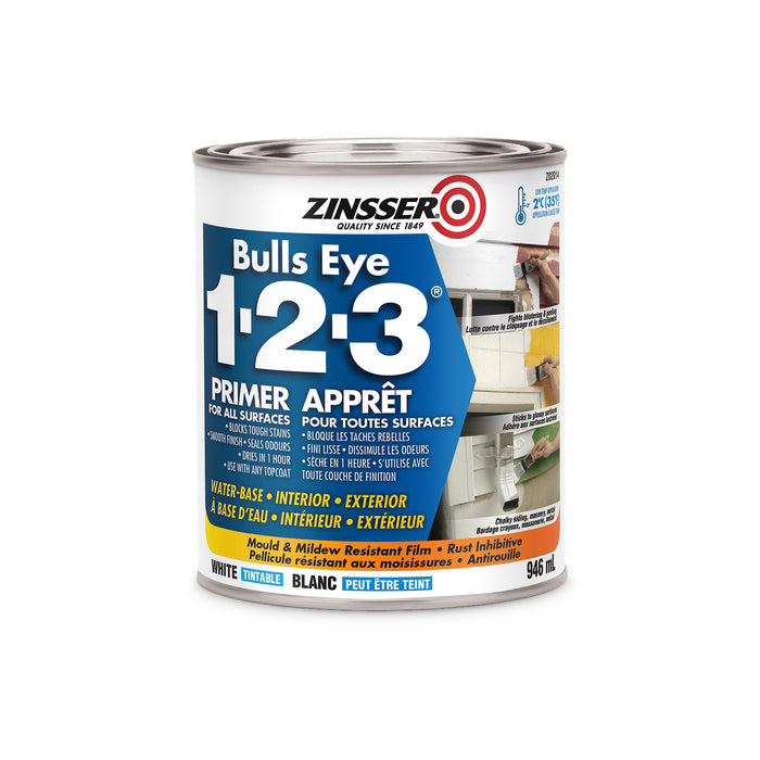 Apprêt toute surface Zinsser Bulls Eye 1-2-3 Blanc 946ml (6)