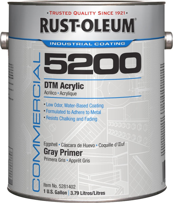 Rust-Oleum 5200 System < 250 Voc DTM Acrylic, Gray Primer Gallon Can - Lot of 2