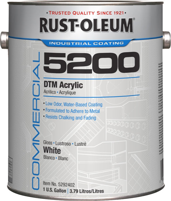 Rust-Oleum 5200 System < 250 Voc DTM Acrylic, Gloss White Gallon Can - Lot of 2