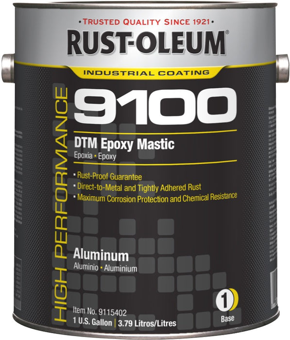 Rust-Oleum 9100 System <340 Voc DTM Epoxy Mastic, Aluminum Gallon Can - Lot of 2